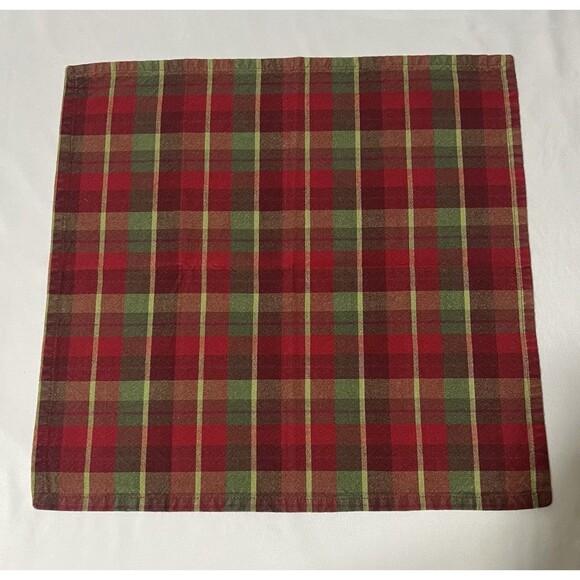 Set 3 vintage Christmas plaid napkins cotton Park designs Holiday Square LN - Picture 3 of 5